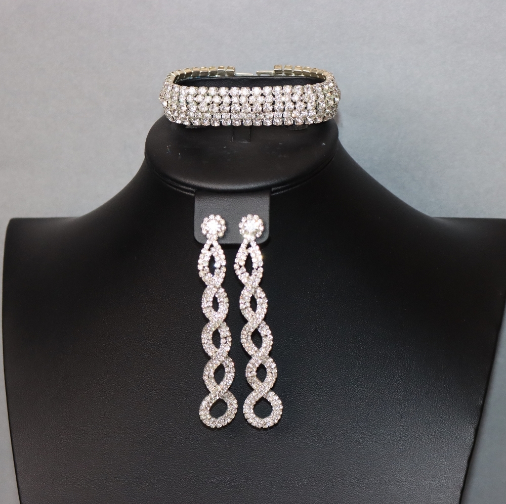 Crystal Drop Earrings and Bracelet